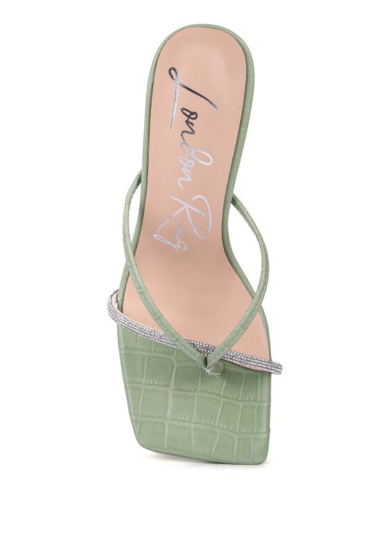 FETISH CROC RHINESTONE SLIDER SANDALS - Tigbul's Variety Fashion Shop