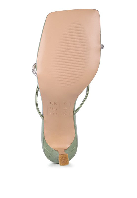 FETISH CROC RHINESTONE SLIDER SANDALS - Tigbul's Variety Fashion Shop