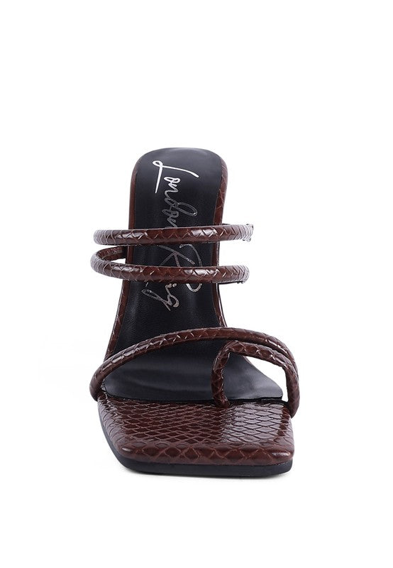 DANDELION HIGH BLOCK HEELED CROC SANDALS - Tigbul's Variety Fashion Shop