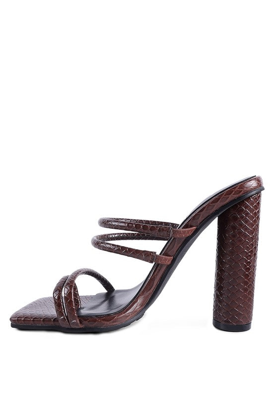 DANDELION HIGH BLOCK HEELED CROC SANDALS - Tigbul's Variety Fashion Shop