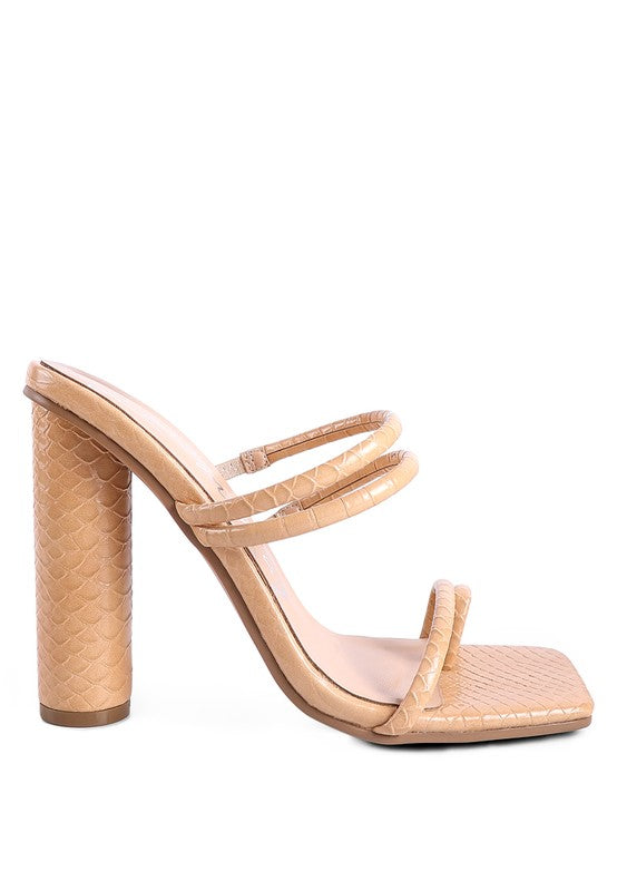 DANDELION HIGH BLOCK HEELED CROC SANDALS - Tigbul's Variety Fashion Shop