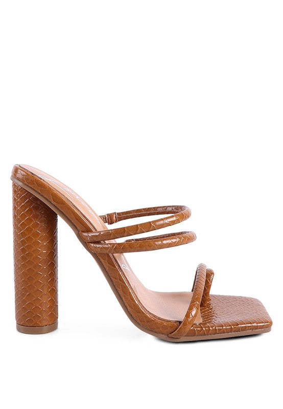 DANDELION HIGH BLOCK HEELED CROC SANDALS - Tigbul's Variety Fashion Shop