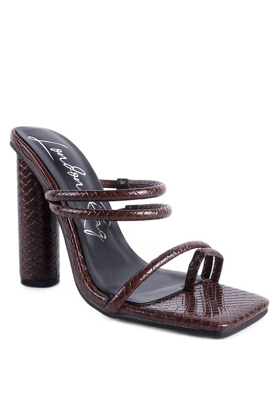 DANDELION HIGH BLOCK HEELED CROC SANDALS - Tigbul's Variety Fashion Shop