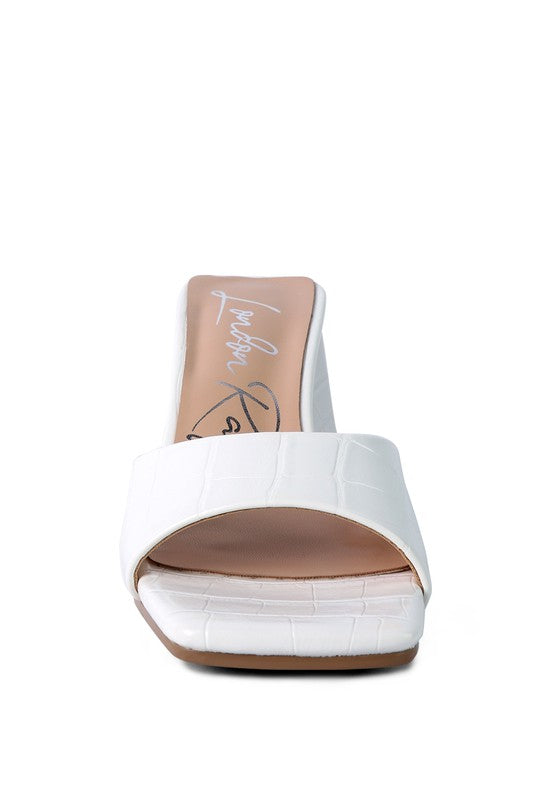 TRINITY TRIANGLE BLOCK HEELED CROC SANDALS - Tigbul's Variety Fashion Shop
