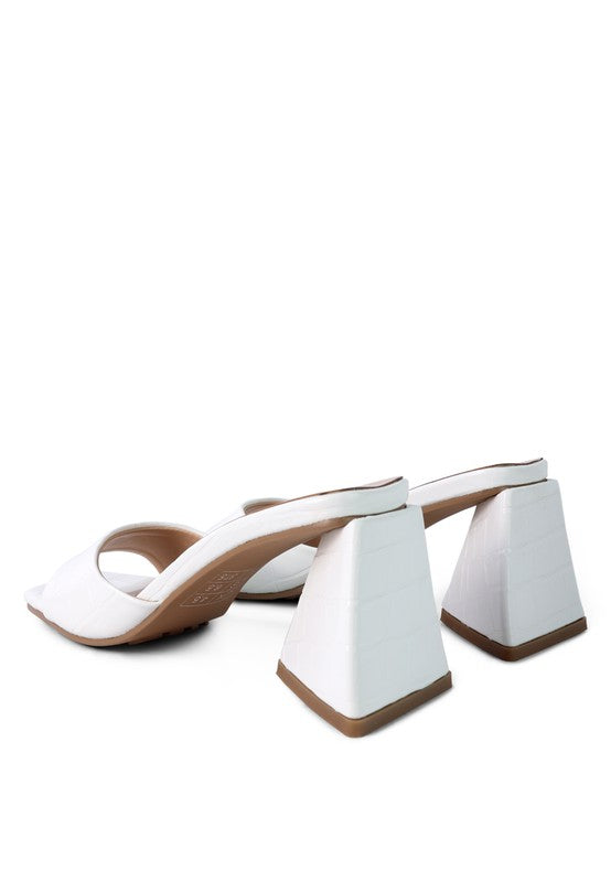 TRINITY TRIANGLE BLOCK HEELED CROC SANDALS - Tigbul's Variety Fashion Shop