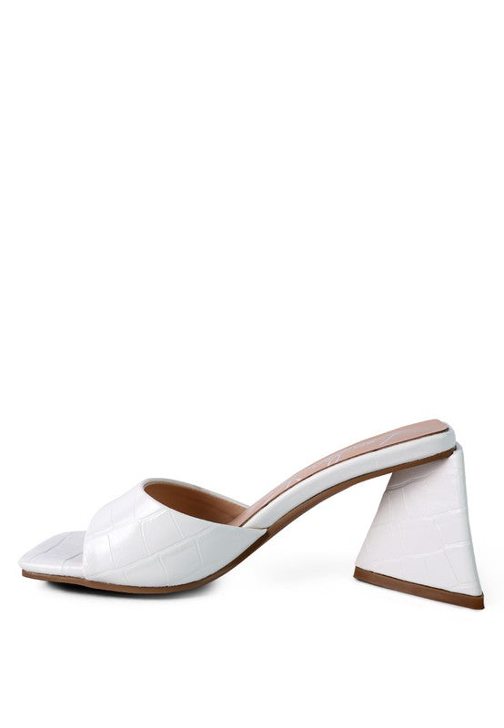 TRINITY TRIANGLE BLOCK HEELED CROC SANDALS - Tigbul's Variety Fashion Shop