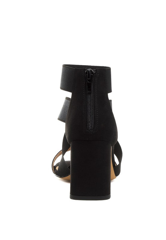 Benicia Elastic Strappy Block Heel Sandals - Tigbul's Variety Fashion Shop