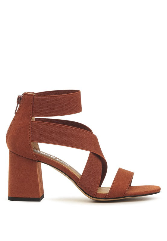 Benicia Elastic Strappy Block Heel Sandals - Tigbul's Variety Fashion Shop