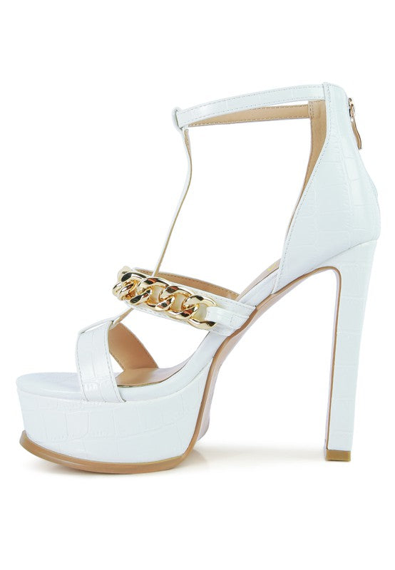 Bonita Metal Chain Zip Up Sandals - Tigbul's Variety Fashion Shop
