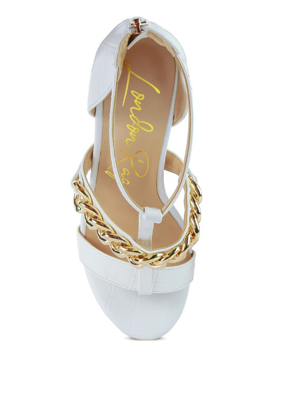 Bonita Metal Chain Zip Up Sandals - Tigbul's Variety Fashion Shop