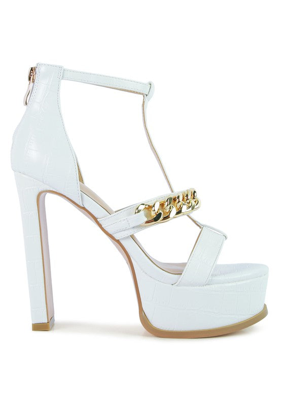 Bonita Metal Chain Zip Up Sandals - Tigbul's Variety Fashion Shop
