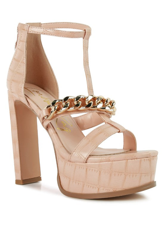 Bonita Metal Chain Zip Up Sandals - Tigbul's Variety Fashion Shop