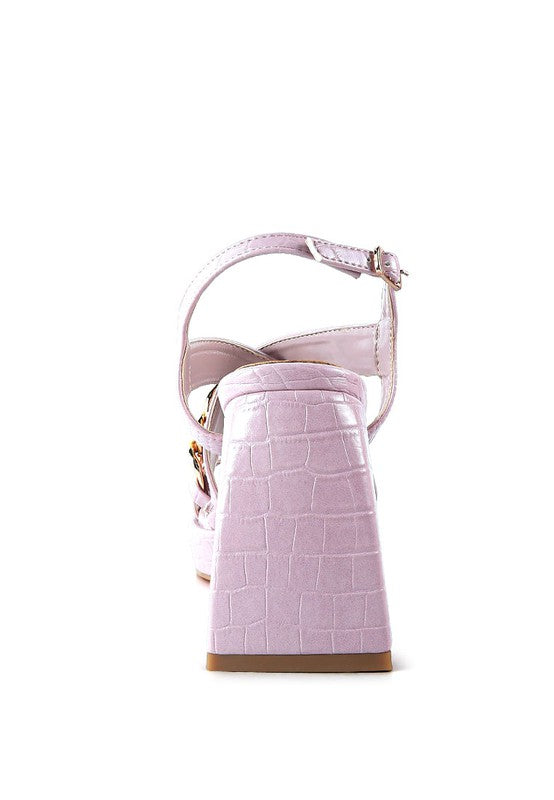 Frecklin Metal Chain Strap Croc Block Sandals - Tigbul's Variety Fashion Shop