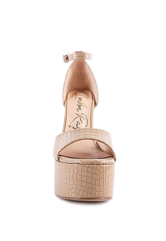 Faux Patent Croc Ultra High Platform Sandals - Tigbul's Variety Fashion Shop
