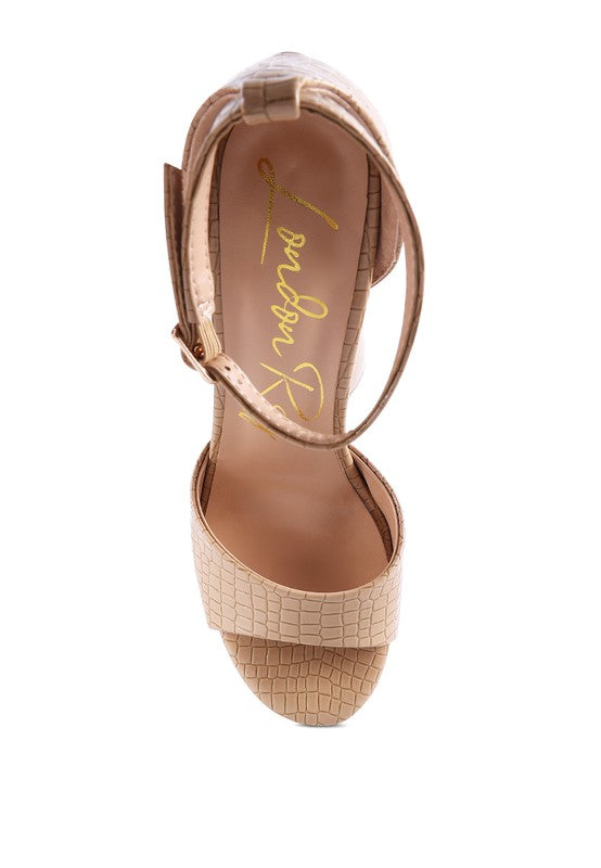 Faux Patent Croc Ultra High Platform Sandals - Tigbul's Variety Fashion Shop