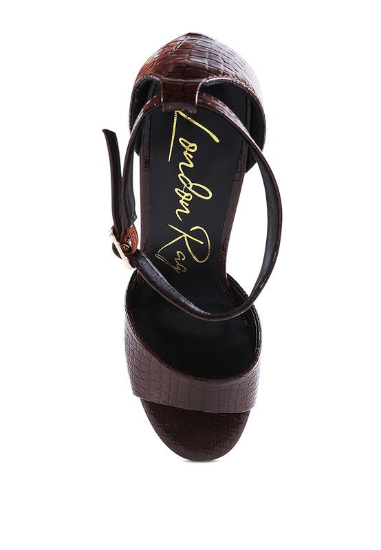 Faux Patent Croc Ultra High Platform Sandals - Tigbul's Variety Fashion Shop