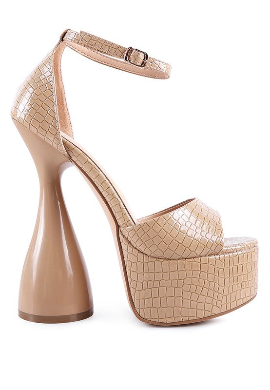 Faux Patent Croc Ultra High Platform Sandals - Tigbul's Variety Fashion Shop