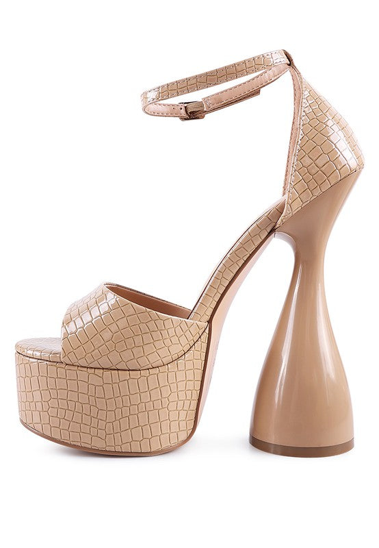 Faux Patent Croc Ultra High Platform Sandals - Tigbul's Variety Fashion Shop
