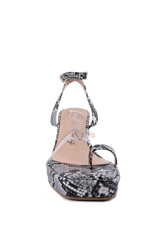 SUCH FLIRT SNAKE PATTERN BLOCK HEELED SANDALS - Tigbul's Variety Fashion Shop
