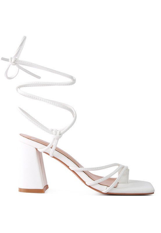 Piri Toe Ring Tie Up Block Heel Sandals - Tigbul's Variety Fashion Shop