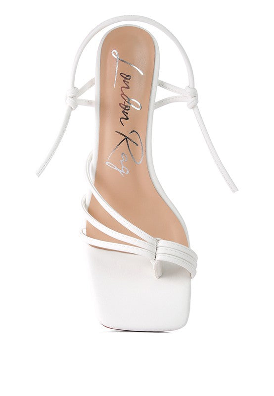 Piri Toe Ring Tie Up Block Heel Sandals - Tigbul's Variety Fashion Shop