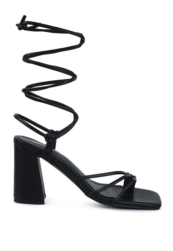 Piri Toe Ring Tie Up Block Heel Sandals - Tigbul's Variety Fashion Shop
