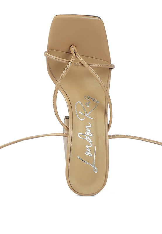 Piri Toe Ring Tie Up Block Heel Sandals - Tigbul's Variety Fashion Shop