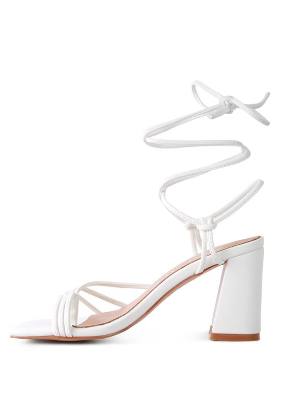 Piri Toe Ring Tie Up Block Heel Sandals - Tigbul's Variety Fashion Shop