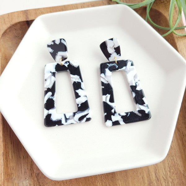 Avery Earrings - Black & White - Tigbul's Variety Fashion Shop