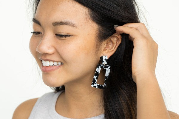 Avery Earrings - Black & White - Tigbul's Variety Fashion Shop