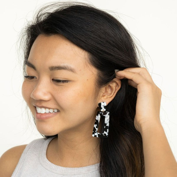 Avery Earrings - Black & White - Tigbul's Variety Fashion Shop