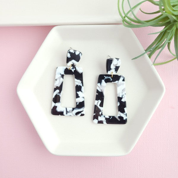 Avery Earrings - Black & White - Tigbul's Variety Fashion Shop