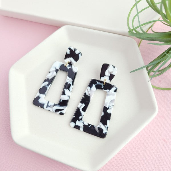 Avery Earrings - Black & White - Tigbul's Variety Fashion Shop