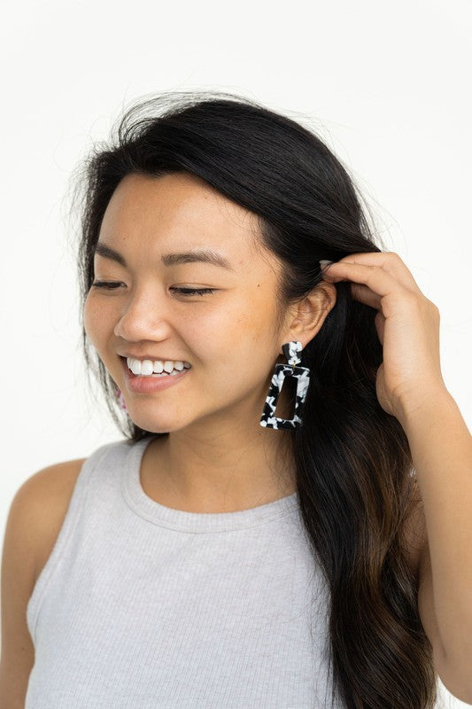 Avery Earrings - Black & White - Tigbul's Variety Fashion Shop