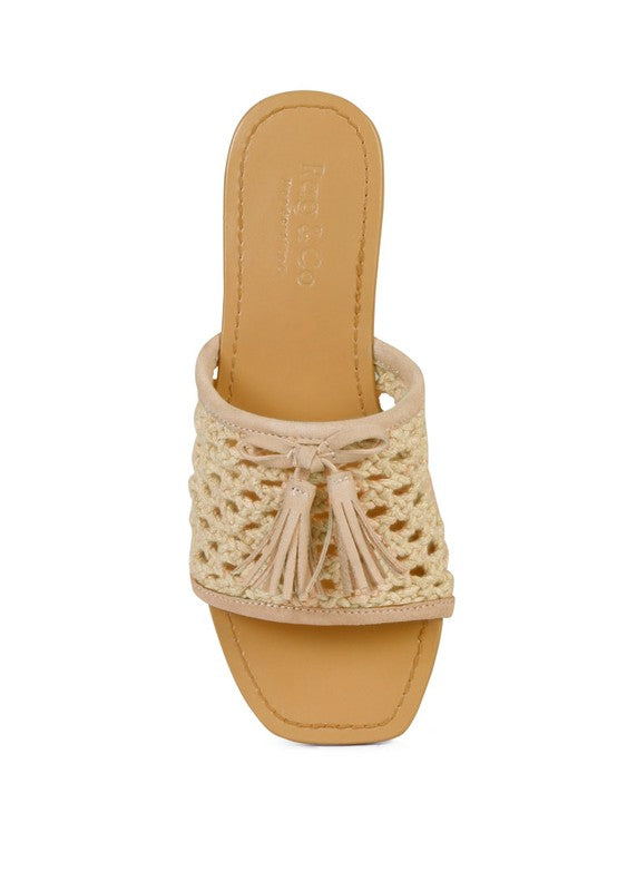 CEDAR HANDWOVEN NATURAL TASSEL FLATS - Tigbul's Variety Fashion Shop