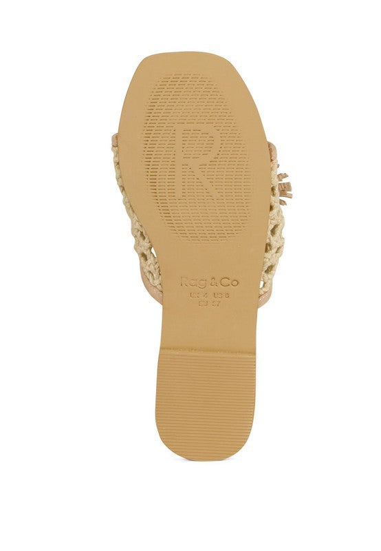 CEDAR HANDWOVEN NATURAL TASSEL FLATS - Tigbul's Variety Fashion Shop