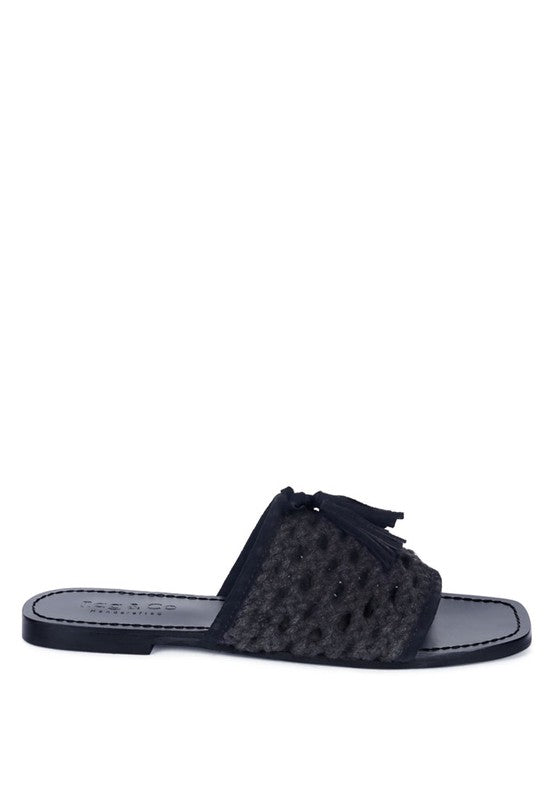CEDAR HANDWOVEN NATURAL TASSEL FLATS - Tigbul's Variety Fashion Shop