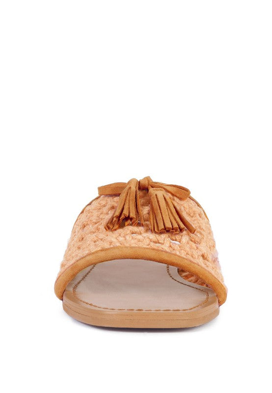 CEDAR HANDWOVEN NATURAL TASSEL FLATS - Tigbul's Variety Fashion Shop