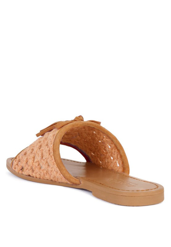 CEDAR HANDWOVEN NATURAL TASSEL FLATS - Tigbul's Variety Fashion Shop
