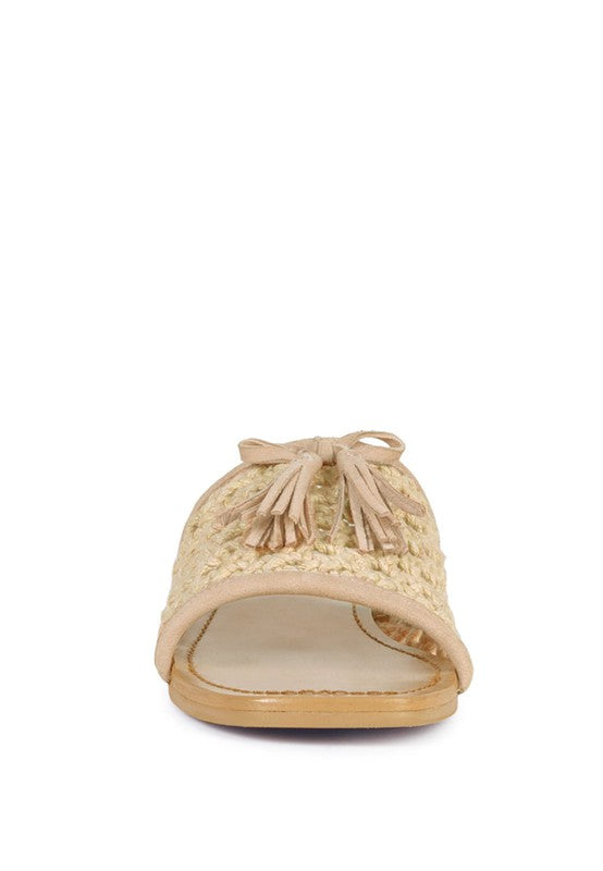 CEDAR HANDWOVEN NATURAL TASSEL FLATS - Tigbul's Variety Fashion Shop