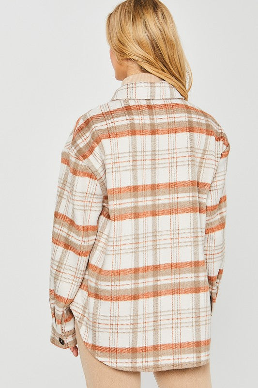 Women's Plaid Bust Pockets Shacket - Tigbul's Variety Fashion Shop