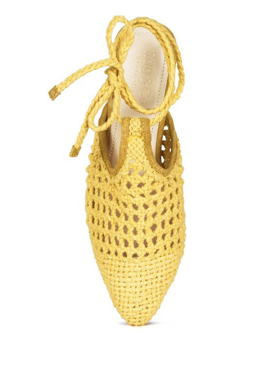 Hand Woven Cotton Tie Up Mule Flats - Tigbul's Variety Fashion Shop