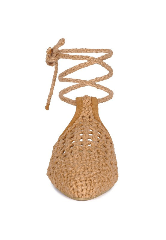 BARTSI HANDWOVEN COTTON TIE UP MULE FLATS - Tigbul's Variety Fashion Shop