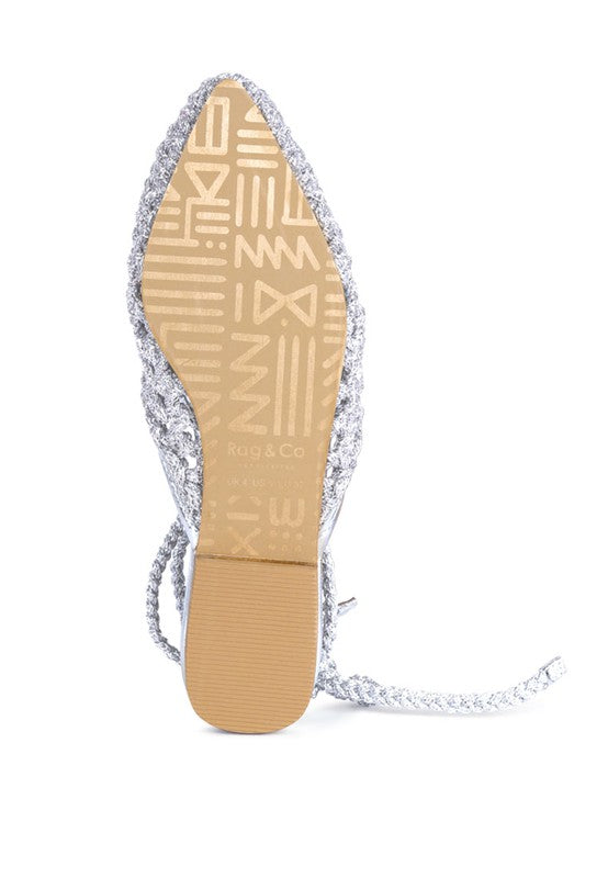 Hand Woven Cotton Tie Up Mule Flats - Tigbul's Variety Fashion Shop