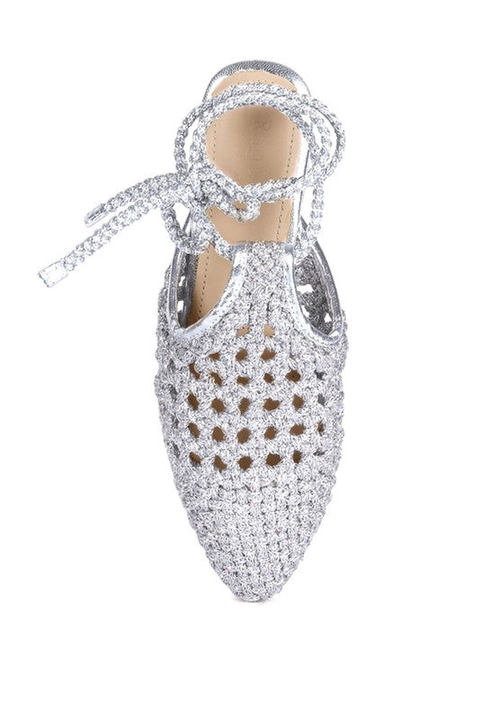 Hand Woven Cotton Tie Up Mule Flats - Tigbul's Variety Fashion Shop