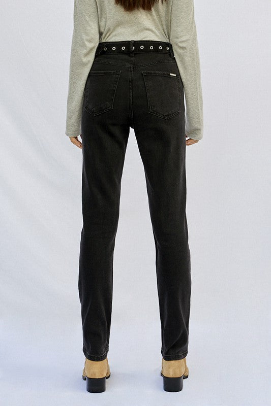 Cut Out Front Pocket Straight Jeans - Tigbul's Variety Fashion Shop