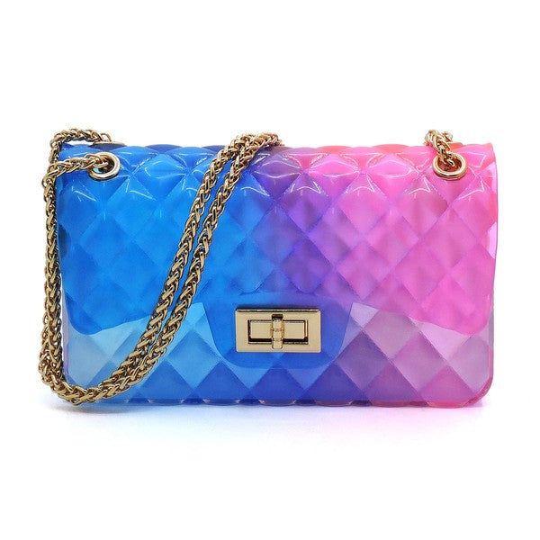 Quilt Embossed Multi Color Jelly Shoulder Bag - Tigbul's Variety Fashion Shop