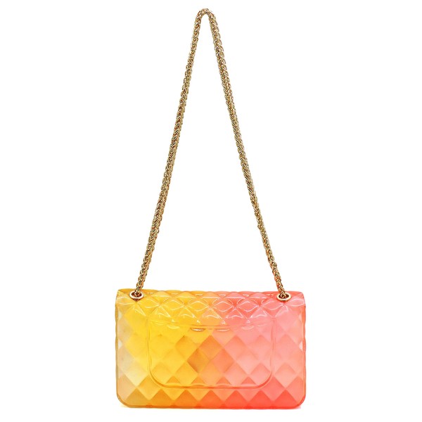 Quilt Embossed Multi Color Jelly Shoulder Bag - Tigbul's Variety Fashion Shop