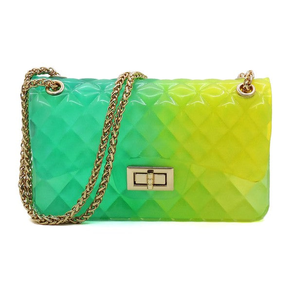 Quilt Embossed Multi Color Jelly Shoulder Bag - Tigbul's Variety Fashion Shop