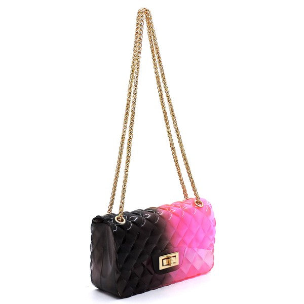 Quilt Embossed Multi Color Jelly Shoulder Bag - Tigbul's Variety Fashion Shop